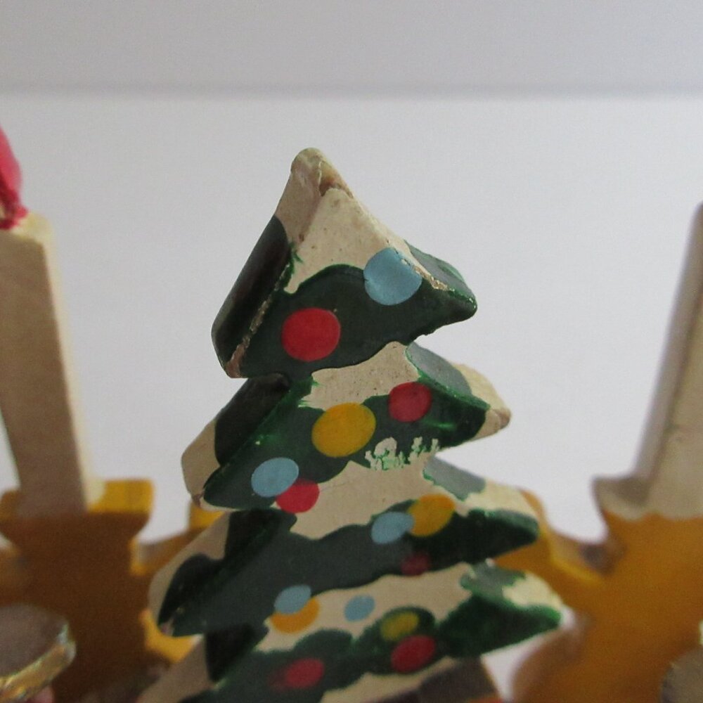 Mini Wooden Choir Angels, Tree, Candles Expanding Accordion Decoration Japan Vtg - Picture 16 of 16